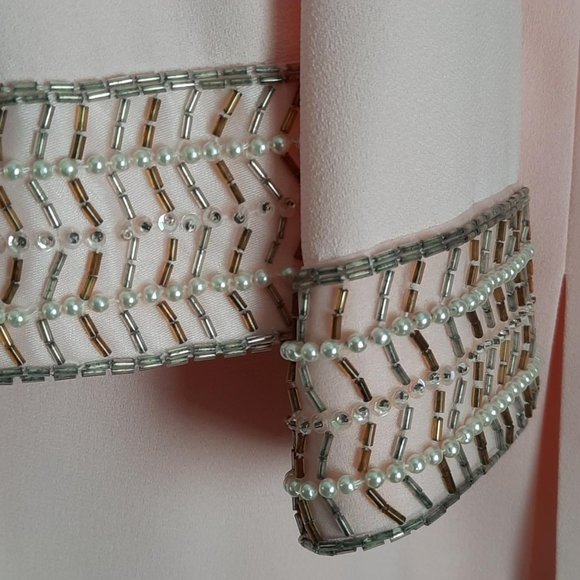 HP⭐ Vintage A.J. Bari Studio Beaded Jacket 2-Piece Semi-Formal Peach Suit Size 6 - Picture 5 of 9